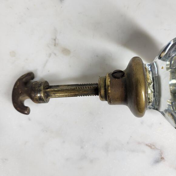 Antique 8‎ Point Crystal Door Knob 5" Interior Handle Metal and Glass Door Knob - Picture 6 of 16